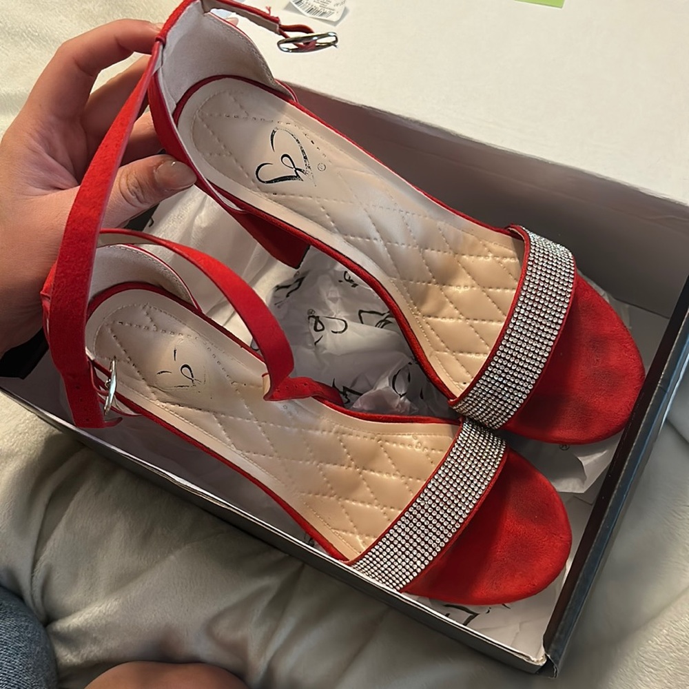 Windsor Red heels with rhinestones